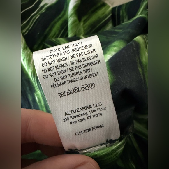 NWT Altuzarra Cotton Lily Green and Black Patterned Dress - Picture 8 of 12